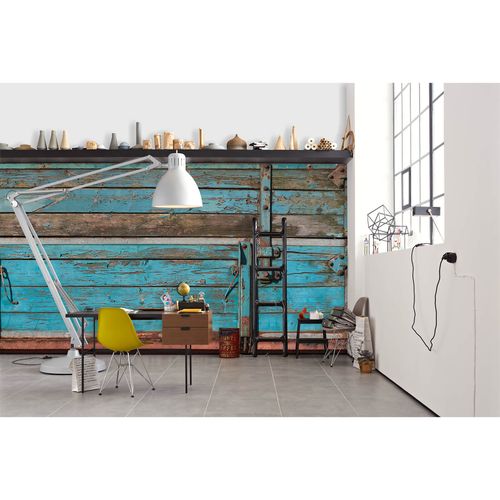 digital print wallpaper wooden boxes As Creation