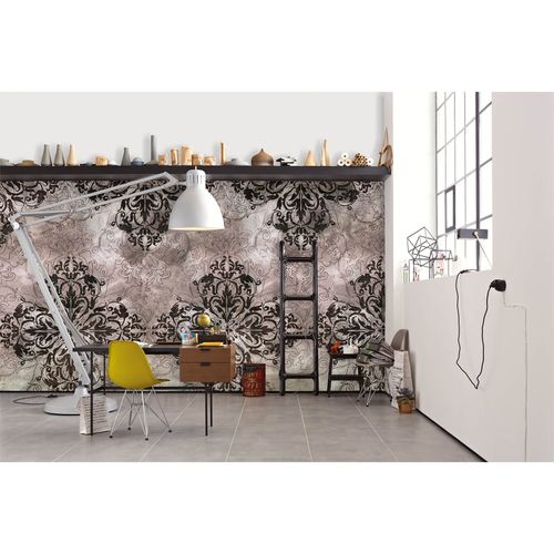 Photo Non-Woven Wallpaper Ornaments brown green