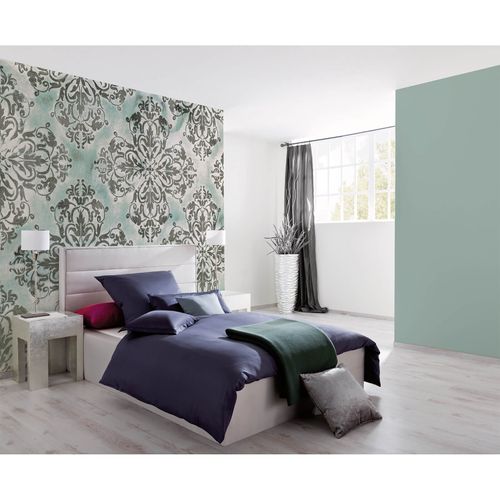 Photo Non-Woven Wallpaper Ornaments Baroque blue grey