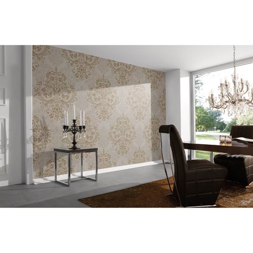 Photo Non-Woven Wallpaper Baroque beige brown