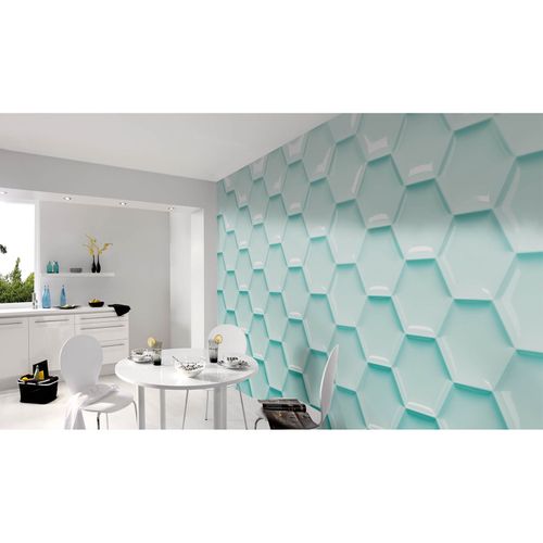 Photo Non-Woven Wallpaper Combs Plastic blue white