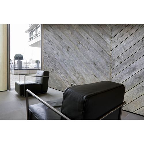 Photo Non-Woven Wallpaper Wood Floor grey