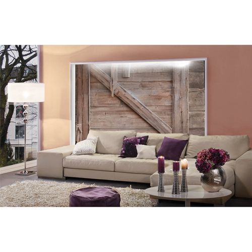 Photo Non-Woven Wallpaper Wood Door Barn brown grey