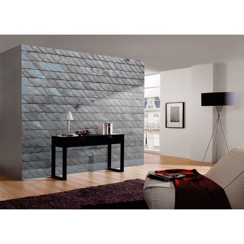 Photo Non-Woven Wallpaper Roof Shingles brown grey