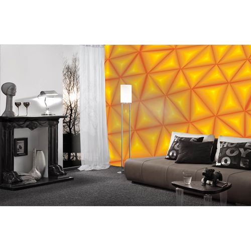 Photo Non-Woven Wallpaper 3D Triangle Graphic yellow
