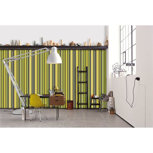 Photo Non-Woven Wallpaper Neon Tubes yellow grey green