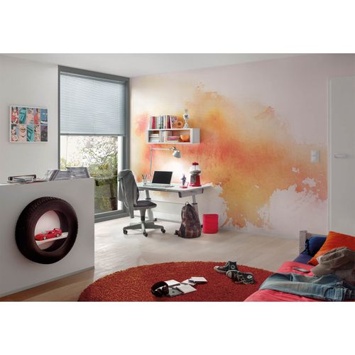 Photo Non-Woven Wallpaper Watercolour yellow orange red