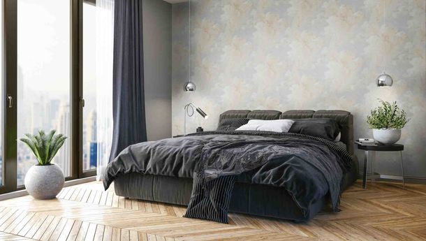 Non-woven wallpaper plastered wall grey beige 37649-2