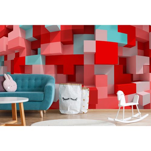 Photo Wallpaper 3D Cubes pink red AS Creation DD108900
