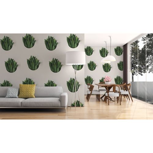 Photo Wallpaper Leaves Pattern green white DD109005