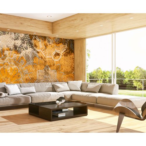 Photo Wallpaper Mandala brown yellow DD109020
