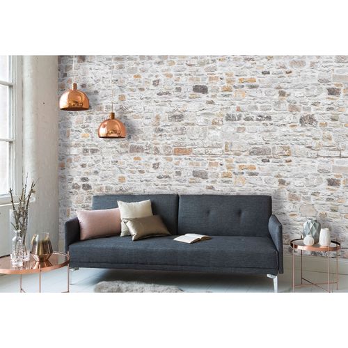Photo Wallpaper Stone Wall grey white DD108750