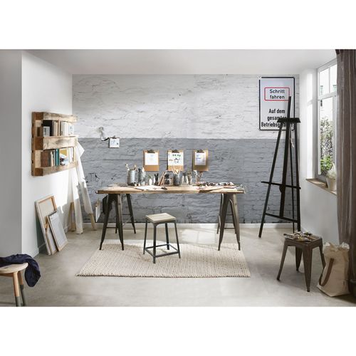 Photo Wallpaper Wall Shield grey white DD108740