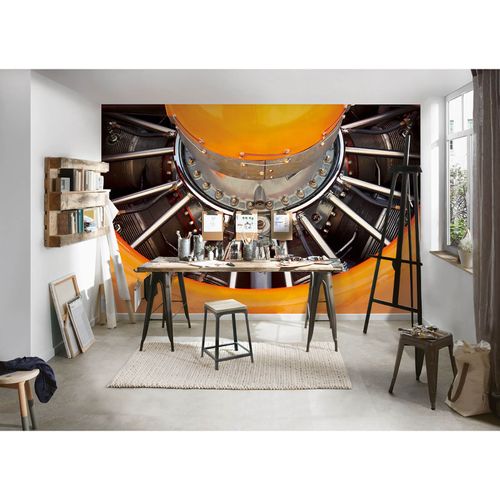 Photo Wallpaper Radial Engine yellow grey DD109095