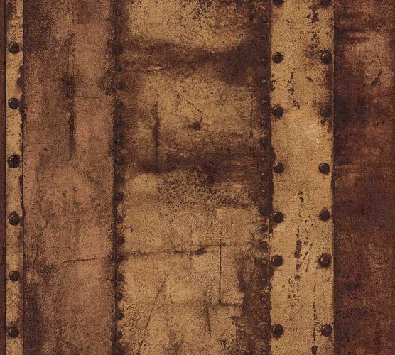 Wallpaper non-woven iron optic brown 37743-3
