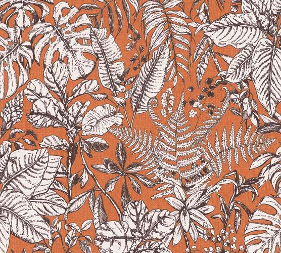 Non-woven wallpaper jungle orange white brown 37520-4