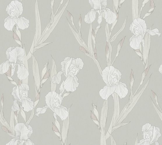Non-woven wallpaper floral greige white 37526-4