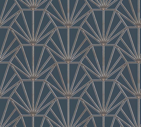 Non-woven wallpaper ornaments blue white gold 37528-3