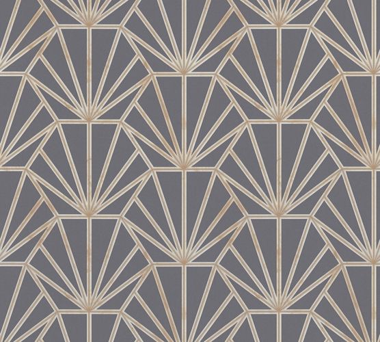 Non-woven wallpaper ornaments grey white gold 37528-4