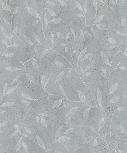 Non-Woven Wallpaper Leaves metallic grey gold 32634