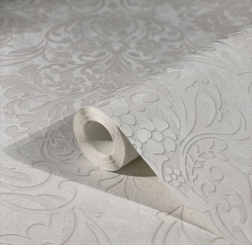 Non-Woven Wallpaper Ornaments metallic white grey 32601