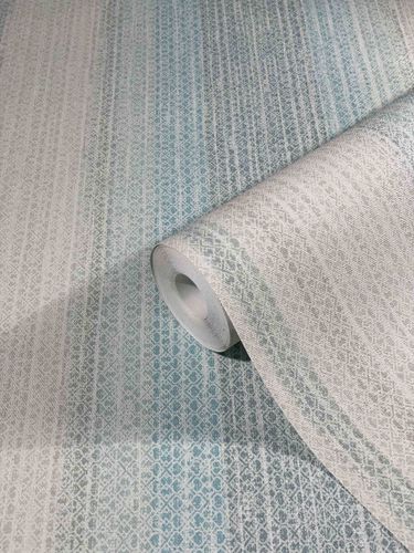 Non-Woven Wallpaper Stripes Ethno blue green 32654