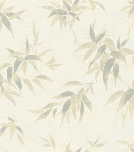 Non-Woven Wallpaper Rasch Bamboo Leaves white 409741