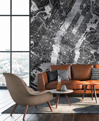 Digital Print Photo Wallpaper New York Map black DD118828
