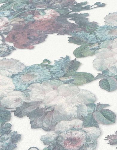 Non-Woven Wallpaper Elle Roses white Glitter 10153-01