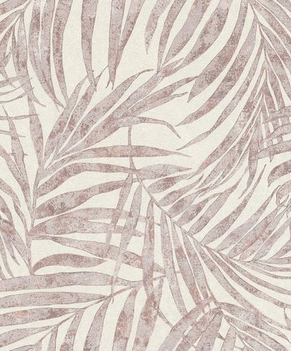 Non-Woven Wallpaper Rasch Leaves pink grey 617436