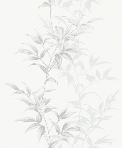Non-Woven Wallpaper Floral Leaves white grey 82221