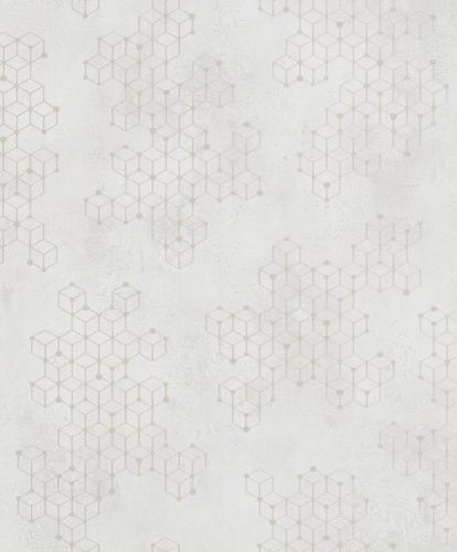 Non-Woven Wallpaper Cubes grey gold Gloss 82243