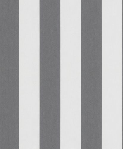 Non-Woven Wallpaper Block Stripes anthracite white 82259