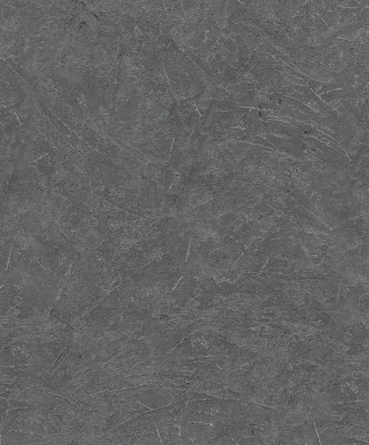 Non-Woven Wallpaper Plaster Look Metallic black 32818