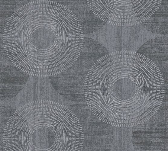 Non-Woven Wallpaper Circles anthracite Glitter 37832-6