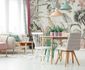 Photo Wallpaper Non-Woven Jungle Birds green pink grey 2