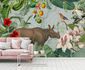 Photo Wallpaper Non-Woven Rhino Jungle green brown 1