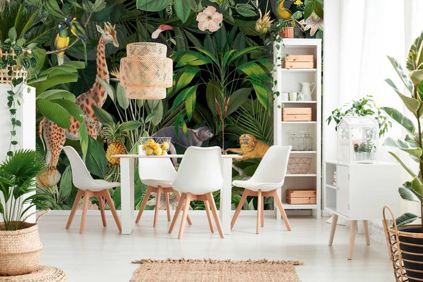 Photo Wallpaper Non-Woven Animals Jungle green colourful