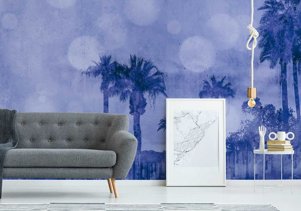 Photo Wallpaper Non-Woven Palms Orient blue