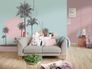 Photo Wallpaper Non-Woven Palms Sunset blue pink 1