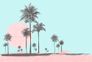 Photo Wallpaper Non-Woven Palms Sunset blue pink 2