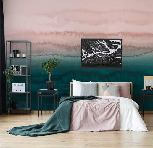 Photo Wallpaper Non-Woven Ombre Watercolour pink blue