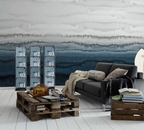 Photo Wallpaper Non-Woven Ombre Watercolour white blue