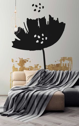 Photo Wallpaper Non-Woven Poppy Nature black gold