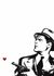 Photo Wallpaper Non-Woven Man Pistol Heart black white 2