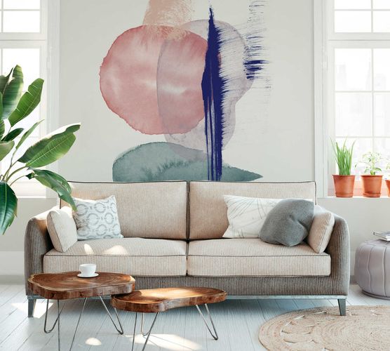 Photo Wallpaper Non-Woven Watercolour Abstract pink