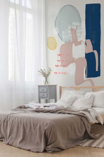 Photo Wallpaper Non-Woven Art Abstract blue beige green