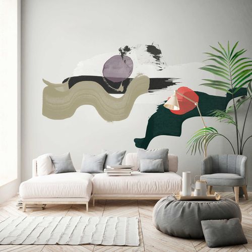 Photo Wallpaper Non-Woven Art Abstract green white red
