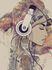 Photo Wallpaper Non-Woven Women Headphones orange beige 2