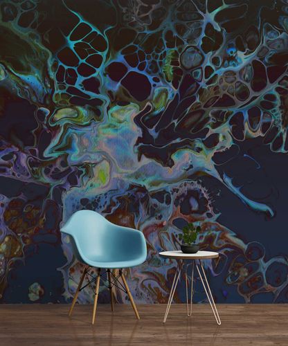 Photo Wallpaper Non-Woven Coral Abstract blue black